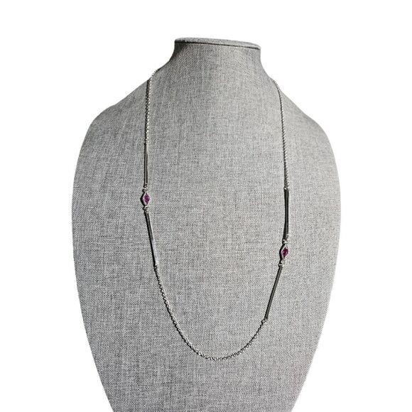 Sarah Coventry Station Pink Accents Long Silver-tone Elegant Necklace - Picture 12 of 16